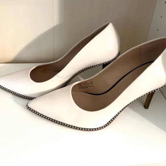 Coach Women's Ivory Heels with Studded Detail - Picture 2 of 9
